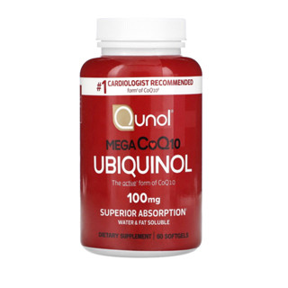 ♥️โคคิวเท็นดูดซึมสูง♥️Qunol Mega Ubiquinol CoQ10 100mg Superior Absorption 60​แคป,AMHต่ำ​icsi,ivf,เพิ่มคุณภาพไข่​Co Q10