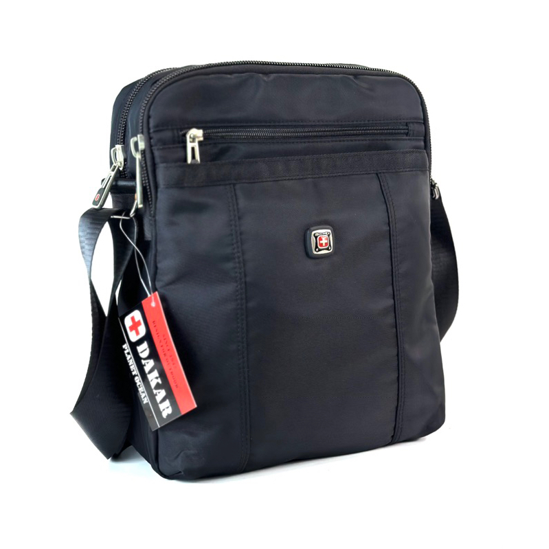 Chinatown Leather กระเป๋าผ้าสะพาย DAKAR สีดำ ขนาดA4 notebook แนวตั้ง