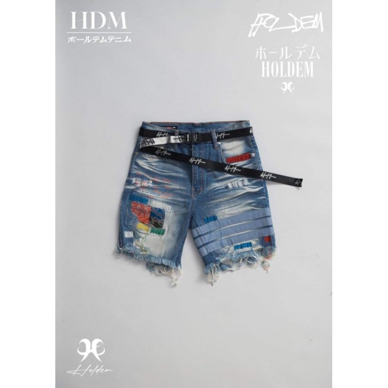 Holdem 3rd Zickzack denim shorts
