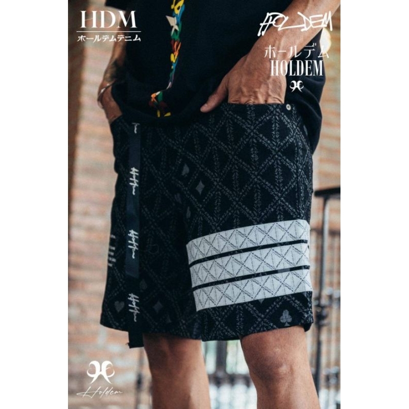 Holdem Black H8 Monogram denim shorts