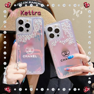 💜Kettra💜เคสใส ขอบเต็ม ป้องกันการหล่น iPhone 11 14 pro max แฟชั่น ลวดลาย ระดับสูง หรูหรา แบรนด์ไทด์ case for iPhone 12 13