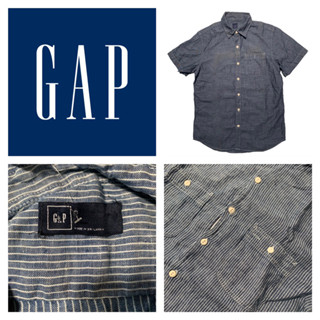 เสื้อเชิ้ตยีนส์แขนสั้น GAP ชาย กระเป๋าหน้าอกซ้าย