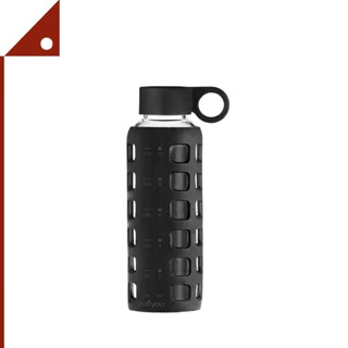 purifyou : PRYPGWB-12JB* ขวดน้ำ Premium Reusable Glass Water Bottles, Jet Black, 12 oz