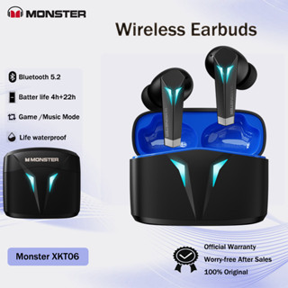 หูฟัง Monster XKT06 พร้อมไมโครโฟน 300MAh สแตนด์บายนานสำหรับเล่นเกมหรือเล่นกีฬา ระบบสเตอริโอเบส หูฟังไร้สาย บลูทูธ