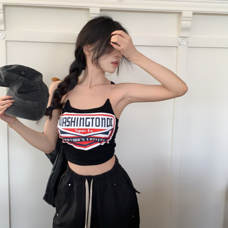 *พร้อมส่งในไทย*  เสื้อสายเดี่ยวแต่งสายใส เสื้อผู้หญิงพิมพ์ลายตัวอักษร Y10 ราคา ถูกที่สุด ดีลบีเคเค แกลเลอรีภาพที่ 2