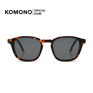 KOMONO Marlon Tortoise Glass Wing แว่นกันแดดทรงสี่เหลี่ยมผืนผ้า คลาสสิก สีกระ