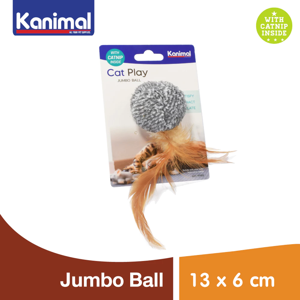 [97102] Kanimal Cat Toy ของเล่นแมว Jumbo Ball ลูกบอลจัมโบ้พันขน เล่นสนุก สำหรับแมวทุกสายพันธุ์ ขนาด 13x6 ซม.