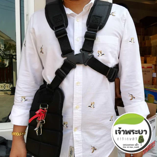 (เป้คู ดำ)สายสะพายเครื่องตัดหญ้า เป้คู่ สีดำ หนาพิเศษ นุ่มสบาย พร้อมตะขอ สแตนเลส ทนทานไม่เป็น สนิม
