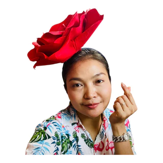 ดอกกุหลาบยักษ์ใส่ที่คาดผม/ติดกิ๊ป ทำจากกระดาษสา ขนาดดอก 25-30ซม. 🌹