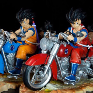 โงกุน Dragon Ball Z Son Goku &amp; Gohan Riding Big Bike Harley Davidson PVC Figure 15 cm