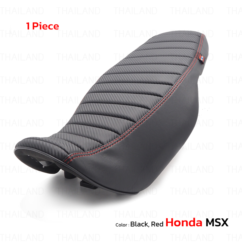 เบาะรถมอเตอร์ไซค์ MSX ปาดลูกฟูกด้ายแดง 1 ชิ้น สีดำ สำหรับ Honda MSX Grom MSX125 SF ปี 2017-2020