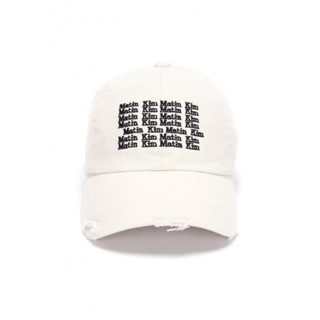 (พร้อมส่ง) Matin kim Lettering washed ball cap - ivory หมวก