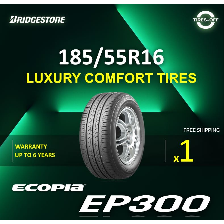 (ส่งฟรี) BRIDGESTONE 185/55R16 รุ่น ECOPIA  EP300 (1เส้น) ยางใหม่ ปี2023 ยางรถยนต์ ขอบ16 185 55R16