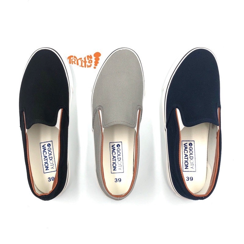 ถูกสุด•ส่งไว•แท้ชัวร์💯Gold city รุ่นNS011 โกลซิตี้รองเท้าผ้าใบสวมSlip-on ทรงสลิปออน Size 38-45