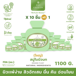 BAI KHIEOW : [100G.x11 ก้อน สบู่ใบบัวบก] ผิวเเพ้ง่าย ผื่นคัน สิวอักเสบ บำรุงผิว ไม่เเห้งตึง ผิวหน้าเเละผิวกาย