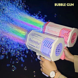 💗พร้อมส่ง💗ปืนเป่าฟอง มีไฟ ชาร์จ usb เครื่อง เป่าฟอง เป่าฟอง Bubble Gun Gatling เครื่องทำ ปืนยิงบับเบิ้ลลาย ฟองสบู่ 69 รู