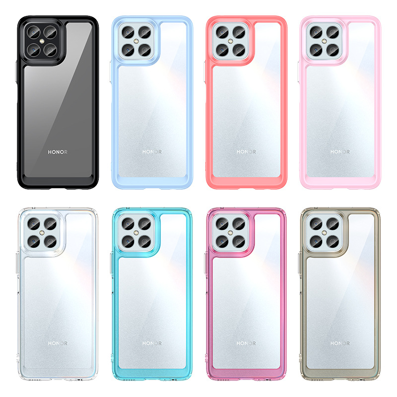 เคสมือถือใช้สำหรับ Honor X8 แบบอะคริลิคใสขอบ TPU หลากสี