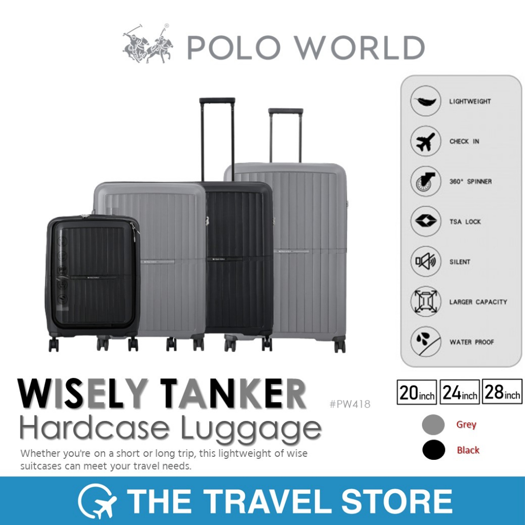 POLO WORLD PW418 Wisely Tanker Hardcase Luggage กระเป๋าเดินทาง โปโลเวิล์ด มีรับประกัน 2 ปี