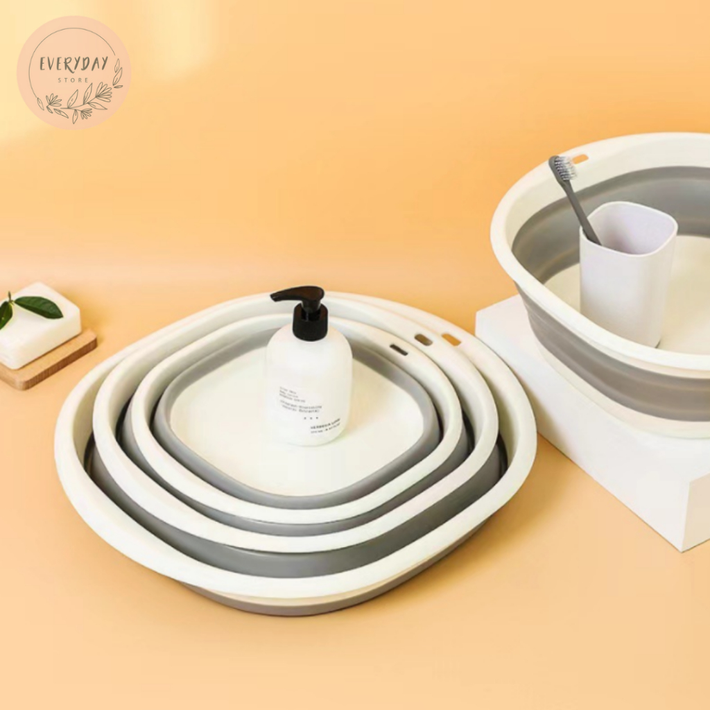 กะละมังซิลิโคนพับได้ อเนกประสงค์ สำหรับล้างผัก กะละมังแคมป์ปิ้ง พับได้ ขนาดพกพา - รูปที่ 6