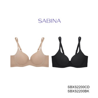 Sabina ซาบีน่า เสื้อชั้นใน (Set 2 ชิ้น) (มีโครง) Seamless Fit รุ่น S-Sixnatuer บัวตูม รหัส SBXS2200CD+SBXS2200BK สีเนื้อเข้ม/สีดำ