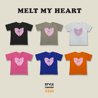 เสื้อยืดคอกลมเด็กสกรีนลาย Style crayon Kids - Melt my heart t-shirt