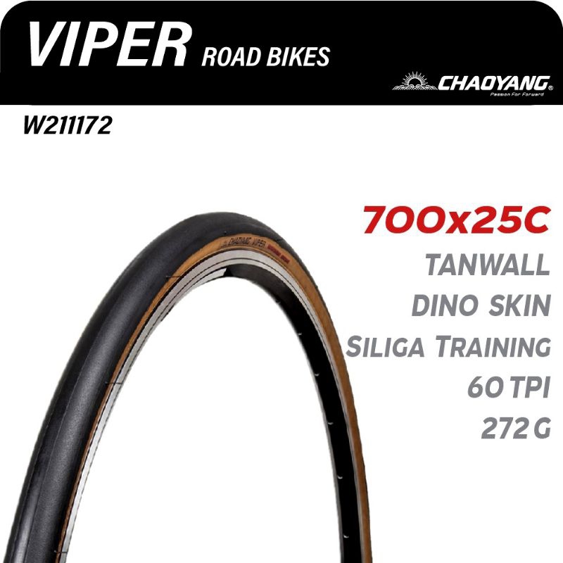 ยางนอกจักรยานเสือหมอบ ขนาด 700×25C(28C) ยางมีกันหนาม ขอบพับ รุ่น VIPER(H-479) แบรนด์ CHAOYANG
