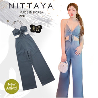 NITTAYA จั้มผ้าซาตินผูกคอ เว้าช่วงอก (*เช็คสต๊อกก่อนกดสั่ง)