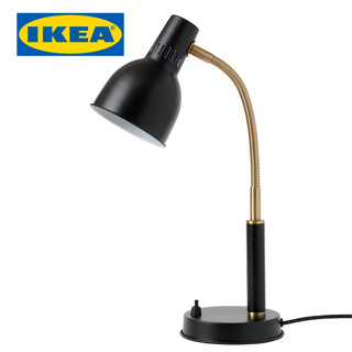 IKEA โคมไฟตั้งโต๊ะ BASTERUD บัสเตรูด โคมไฟโต๊ะทำงาน, ดำ แถมฟรี หลอด LED E14