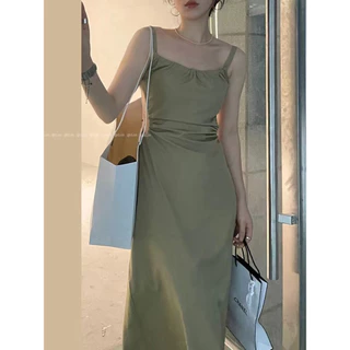 Cicishop(3110)เดรสยาวสายเดี่ยว ผูกเชือกได้ ดีเทลเว้าหลัง แซ่บมาก