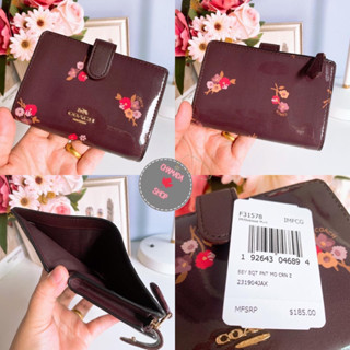 MEDIUM CORNER ZIP WALLET WITH BABY BOUQUET PRINT (COACH F31578) แท้💯