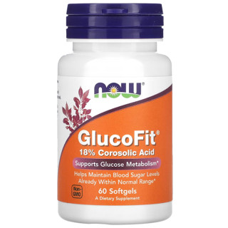 สารสกัดใบอินทนิลน้ำ NOW Foods, GlucoFit, 60 Softgels