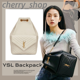 🍒แซงต์โลรองต์💯/YSL SAINT LAURENT sheep leather backpack🍒กระเป๋าเป้สะพายหลัง🍒กระเป๋าเป้สะพายหลังของผู้หญิง