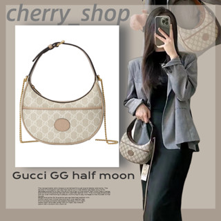 🍒กุชชี่ Gucci GG Half Moon Bag Mini Bag🍒กระเป๋าถือ ถุงพระจันทร์เสี้ยว กระเป๋าสะพาย