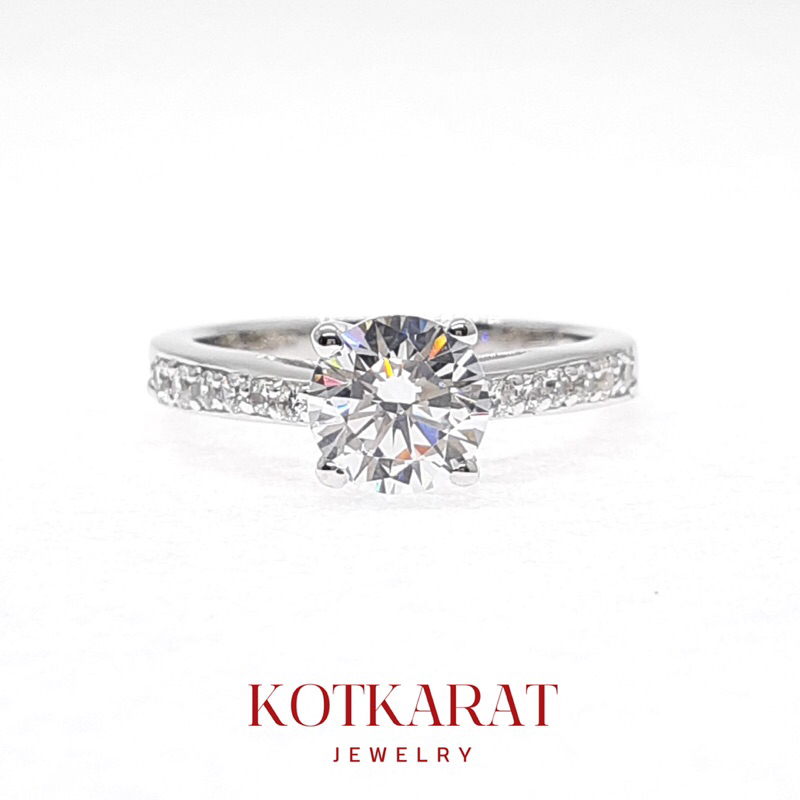 แหวนเพชรกลาง 1.25 ct บ่าไล่ระดับ 5ตัง #G793 เงินแท้925 แหวนเพชรCZ แหวนเพชร แหวนผู้หญิง แหวนมินิมอล แ