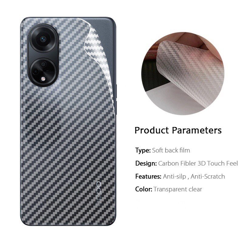 ฟิล์มหลัง เคฟล่า Kevlar OPPO A17 A17K A18 A38 A76 A78 A79 A98 Reno7 Reno7z Reno7Pro Reno8T FindX5Pro Carbon Fiber