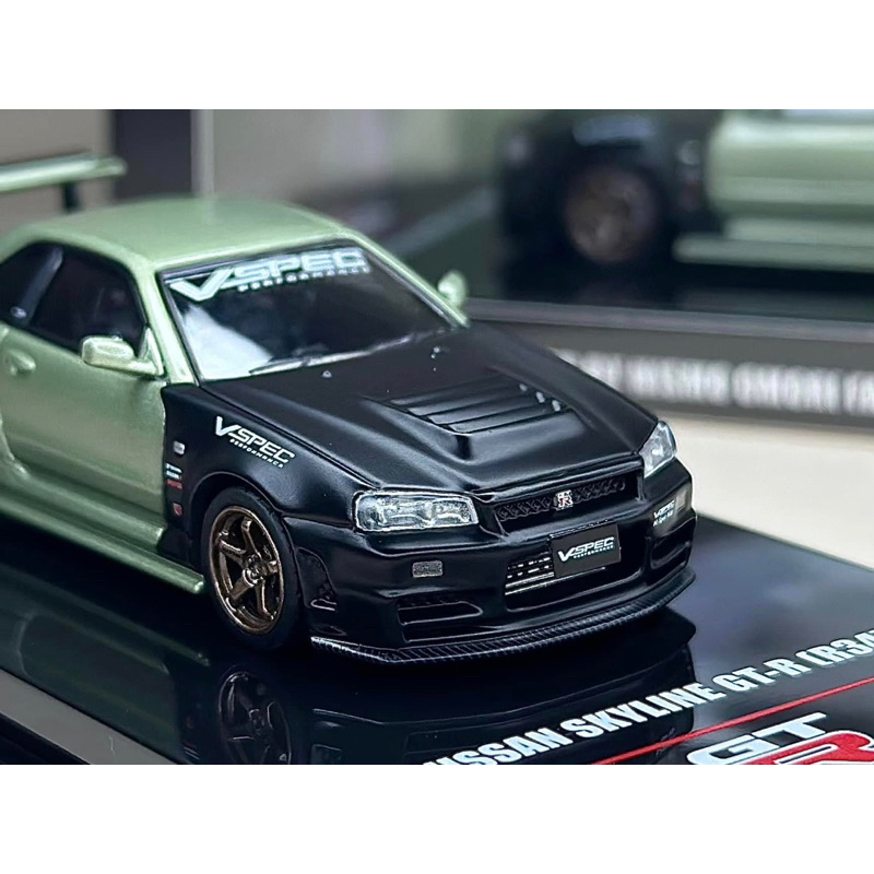 🔹 Nissan Skyline GTR R34 M-Spec Nur Tuned by nismo Omori Scale 1:64 ยี่ห้อ Inno 64