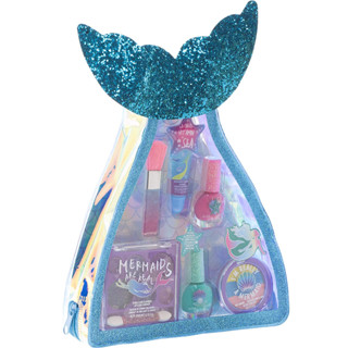 Townley Girl Mermaid Vibes Makeup Set with 8 Pieces, Including Lip Gloss, Nail Polish, Body Shimmer and More in Mermaid