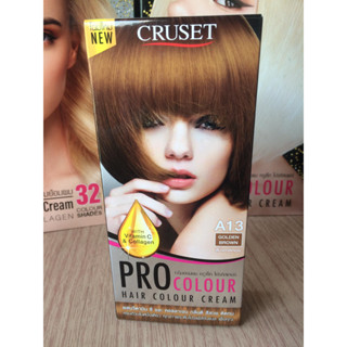 ครูเซ็ท A13 สีน้ำตาลทอง สีผม สีย้อมผม เปลี่ยนสีผม ทรีทเม้นท์ สีแฟชั่น CRUSET PRO A13 GOLDEN BROWN HAIR COLOR CREAM