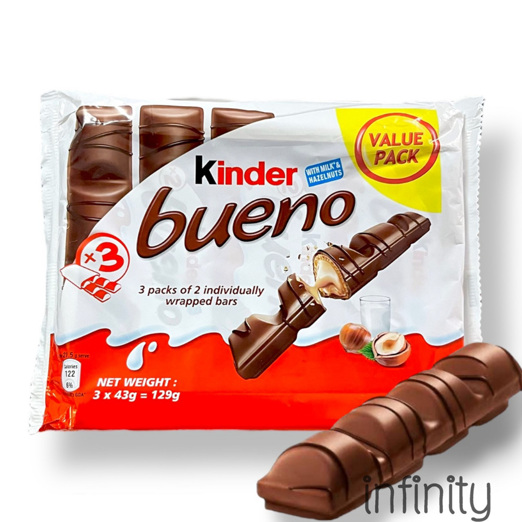 kinder bueno เวเฟอร์เคลือบช็อกโกแลตEXp.27/8/2025