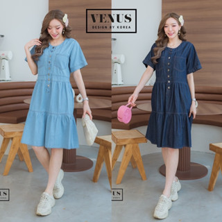 🌈🌿🌸🌼🌺💙🇰🇷 Jeans Frill Dress Short Sleeve