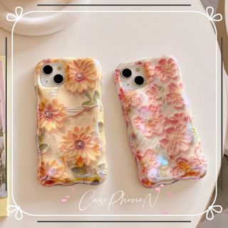 เคสไอโฟน iphone 11 14 Pro Max ศิลปะ ในช่วงฤดูร้อน ดอกไม้ ขอบหยัก ป้องกันการตก เคส iphone 12 13 Pro Case for iPhone