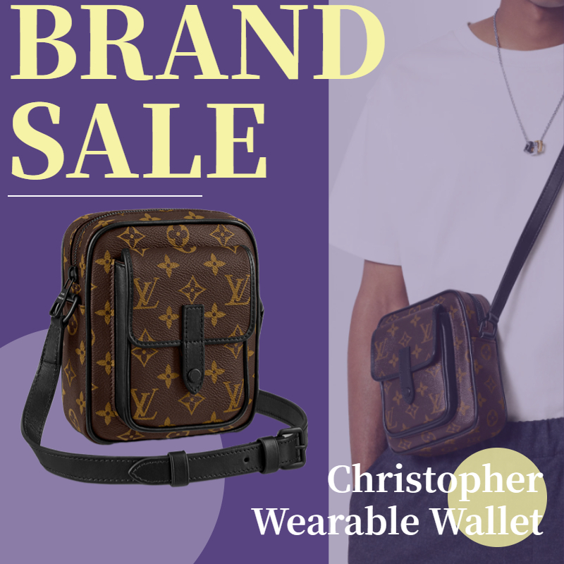 🎀Louis Vuitton Christopher Wearable Wallet bag🎁LV Shoulder bag/หลุยส์ วิตตอง กระเป๋าสะพายเดี่ยว