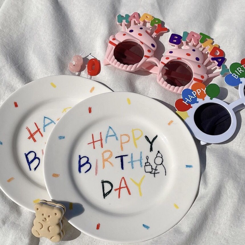 จานเซรามิค ลาย Happy birthday