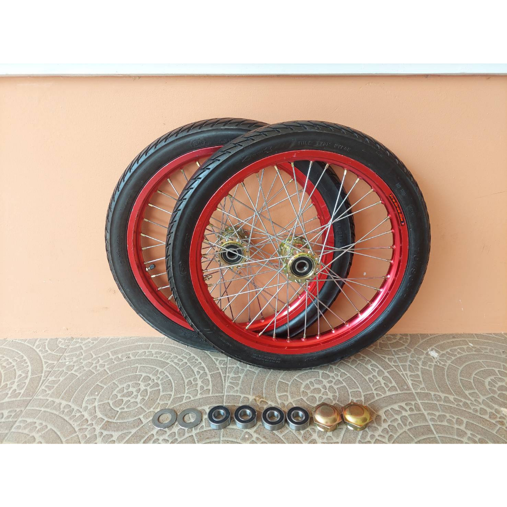 ล้อรถเข็น 17 นิ้ว ขอบอลูมิเนียมคละสี (รุ่นล้อยางมือสองสภาพดี) พร้อมแกนเพลาข้ออ้อย (สามารถเลือกขนาดความยาวแกนเพลาได้)+ - รูปที่ 4