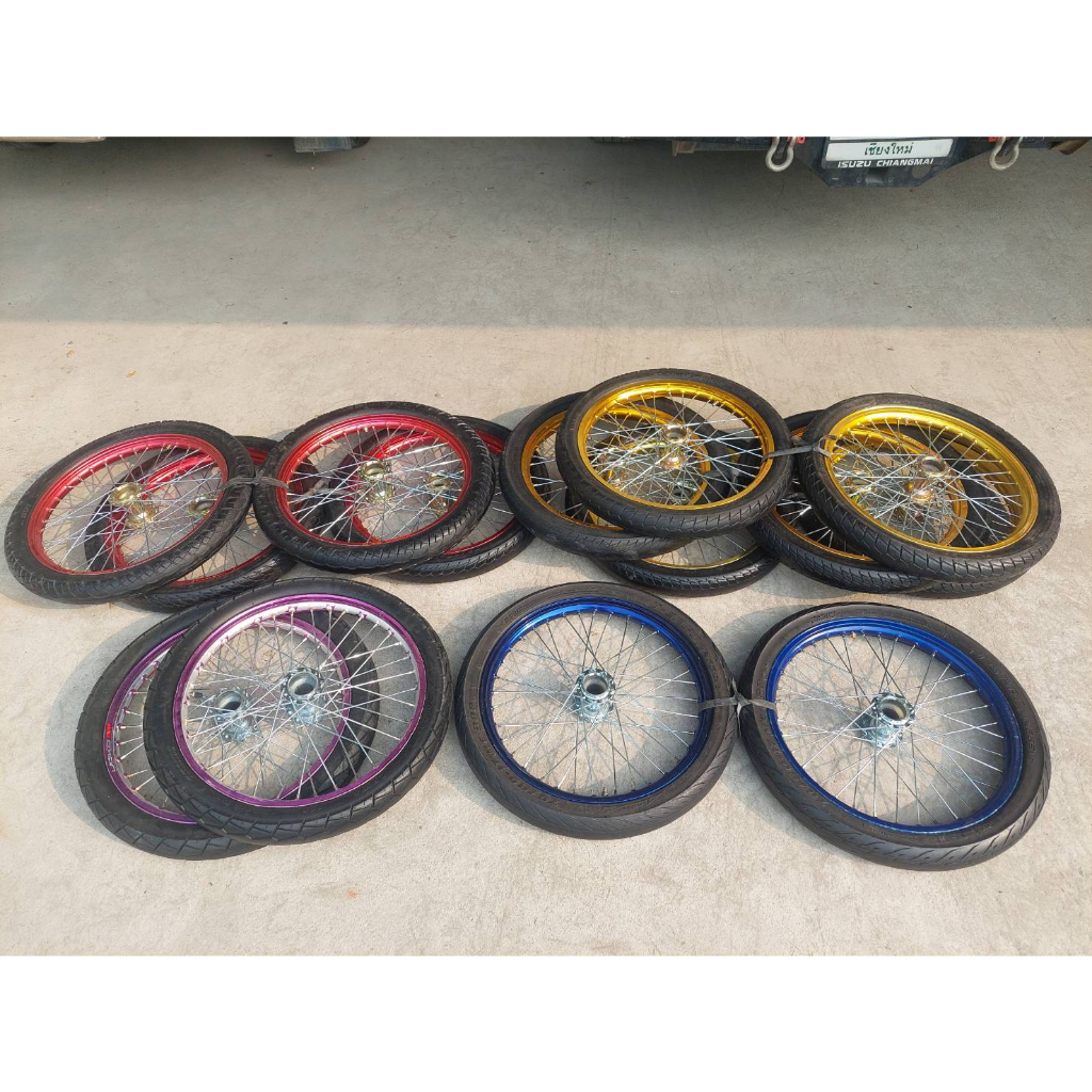 ล้อรถเข็น 17 นิ้ว ขอบอลูมิเนียมคละสี (รุ่นล้อยางมือสองสภาพดี) พร้อมแกนเพลาข้ออ้อย (สามารถเลือกขนาดความยาวแกนเพลาได้)+ - รูปที่ 5