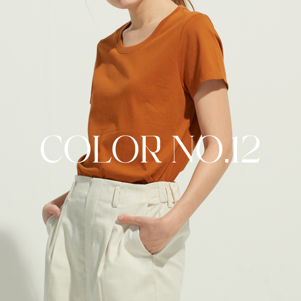 สีส้มอิฐ ใส่แล้วขับผิวสุดๆ ผู้ชายใส่เท่ห์มาก ผู้หญิงใส่สปอร์ต cotton100% เสื้อยืดเปล่า สีส้มอิฐ #12