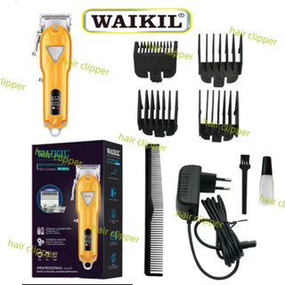 WAIKIL-9210 Clipper มโลหะจอแสดงผล LCD ดิจิตอลผมผู้ชายร้านทำผมพลังงานที่แข็งแกร่งแกะสลักหัวน้ำมันปัตตาเลี่ยนไฟฟ้า