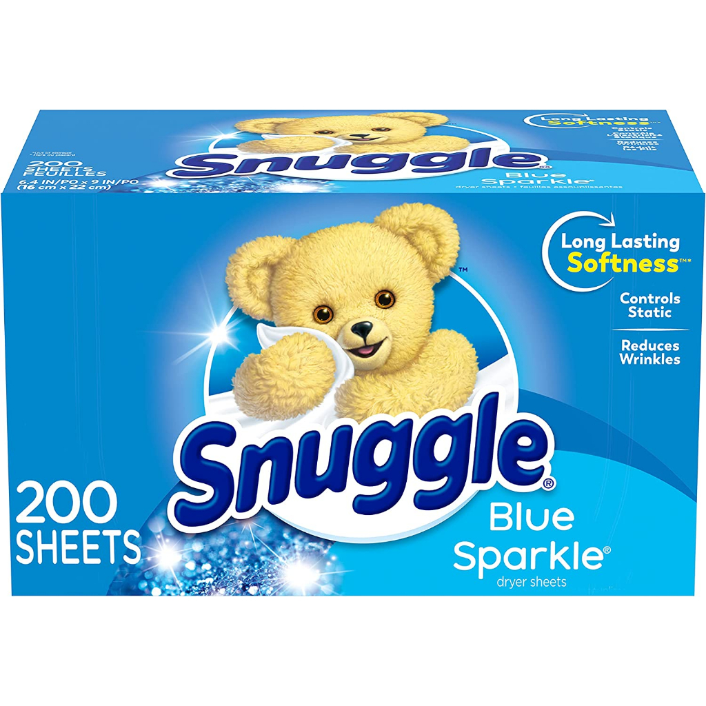 200 แผ่นหอมอบผ้า Snuggle กลิ่นบลูสปาร์คเคิล Fabric Softener Dryer Sheets Blue Sparkle 200 Sheets