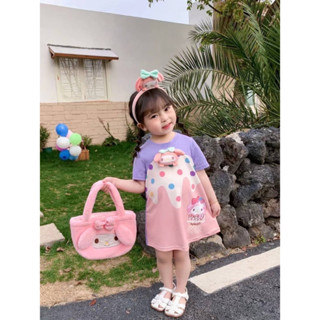 MC009 เดรสลูกสาวลาย Melody มาพร้อมป๊อปอัพหัวการ์ตูน