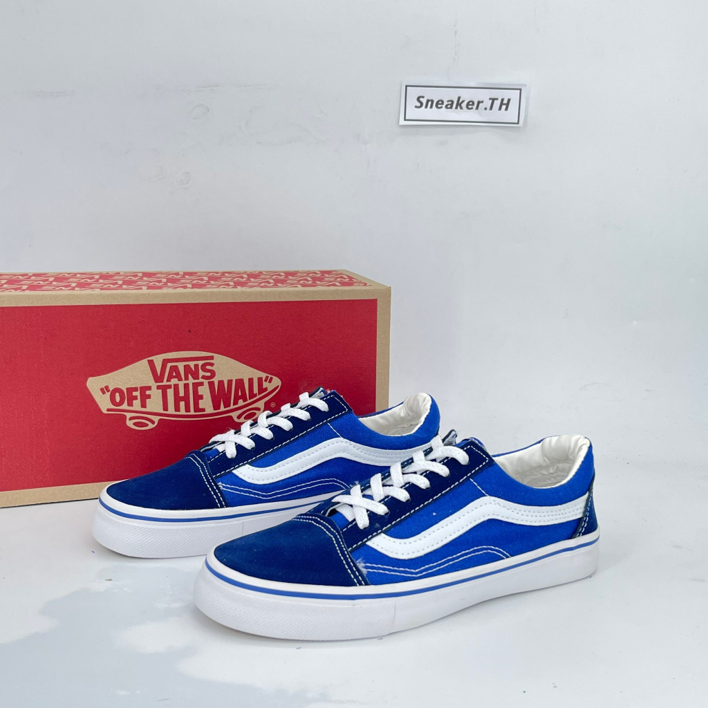 รองเท้าแวนส์ รองเท้าผ้าใบ สีน้ำเงิน/สีแดง ไซส์.36-45 รองเท้าลำลอง รองเท้าแฟชั่น สินค้าขายดีตลอดกาล MTB003